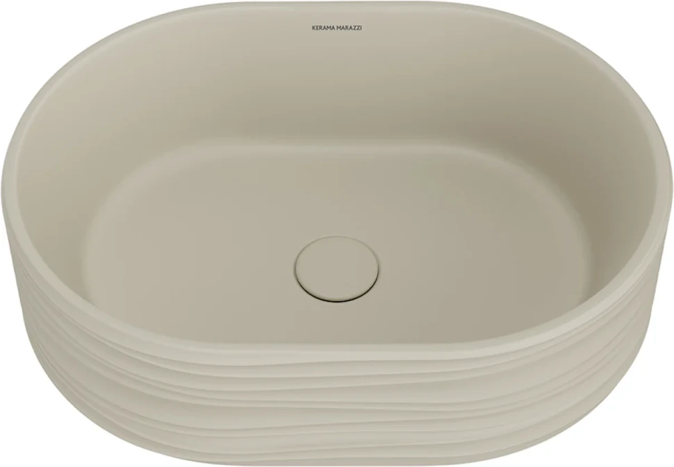 Накладная раковина KERAMA MARAZZI Sabbia 51 матовая песочная, овальная, фаянс