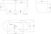 Акриловая ванна BelBagno BB77-1700-W0 170x80 см, отдельностоящая, белая, овальная, на ножках, с донным клапаном