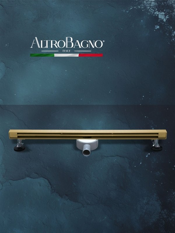 Душевой трап (лоток) AltroBagno Trave AltroBagnoTrave071221BG 80 см, решетка матовое золото, с сифоном