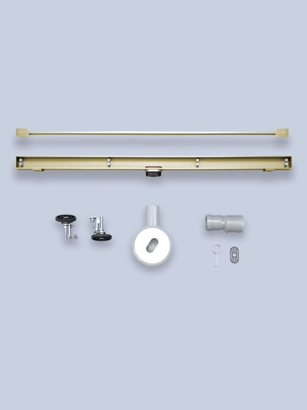 Душевой трап (лоток) AltroBagno Trave AltroBagnoTrave071221BG 80 см, решетка матовое золото, с сифоном