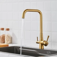 Смеситель для кухни с подключением фильтра Shevanik S528G, золотой сатин Смеситель для кухни с подключением фильтра Shevanik S528G, золотой сатин