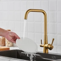 Смеситель для кухни с подключением фильтра Shevanik S528G, золотой сатин Смеситель для кухни с подключением фильтра Shevanik S528G, золотой сатин