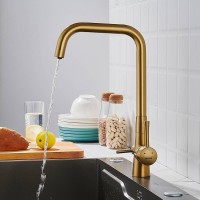 Смеситель для кухни с подключением фильтра Shevanik S528G, золотой сатин Смеситель для кухни с подключением фильтра Shevanik S528G, золотой сатин