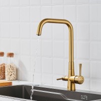 Смеситель для кухни с подключением фильтра Shevanik S528G, золотой сатин Смеситель для кухни с подключением фильтра Shevanik S528G, золотой сатин