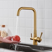 Смеситель для кухни с подключением фильтра Shevanik S528G, золотой сатин Смеситель для кухни с подключением фильтра Shevanik S528G, золотой сатин