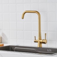 Смеситель для кухни с подключением фильтра Shevanik S528G, золотой сатин Смеситель для кухни с подключением фильтра Shevanik S528G, золотой сатин