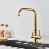 Смеситель для кухни с подключением фильтра Shevanik S528G, золотой сатин Смеситель для кухни с подключением фильтра Shevanik S528G, золотой сатин