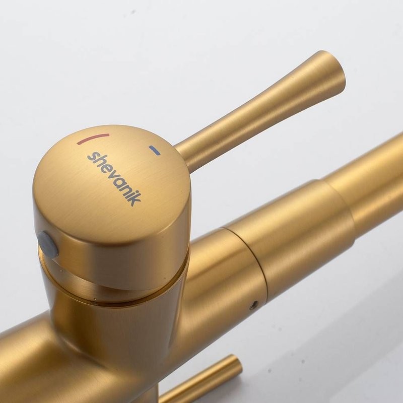 Смеситель для кухни с подключением фильтра Shevanik S528G, золотой сатин