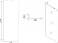 Душевая перегородка Veconi Korato KR77-70-01-C8 70 см, профиль матовый хром