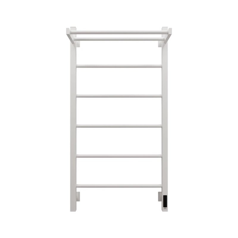 Полотенцесушитель электрический Grota App 530х1000 RAL9016 EL 100x55 см, подключение справа, слева, скрытое подключение справа, матовый белый, лесенка, из стали, с полкой