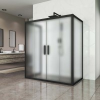 Душевой уголок Kubele DE019 R4U-MAT-BLMT 140х90 см, профиль матовый черный
