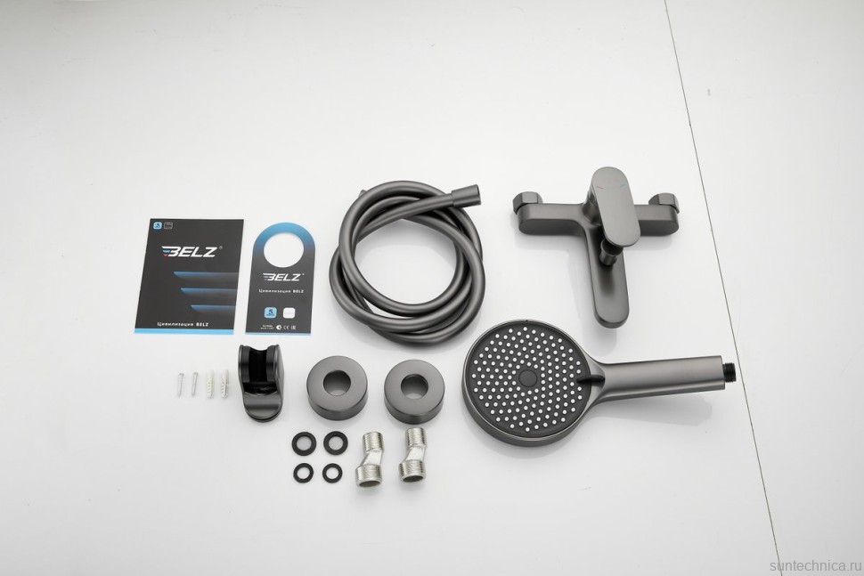 Смеситель для ванны с душем BELZ B713 B61713-3 оружейная сталь