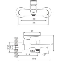 Смеситель для ванны с душем BELZ B713 B61713-3 оружейная сталь Смеситель для ванны с душем BELZ B713 B61713-3 оружейная сталь