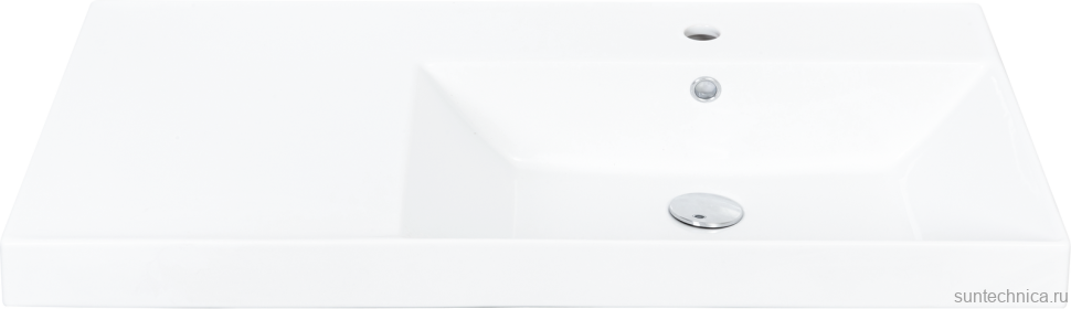 Тумба с раковиной La Fenice Cubo Twin 90 R bianco, ручки черные, раковина Cubo 90 R