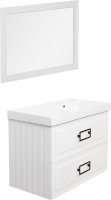 Тумба с раковиной La Fenice Cubo Twin 90 R bianco, ручки черные, раковина Cubo 90 R