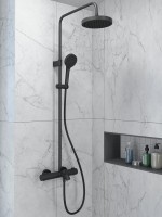 Душевая стойка VitrA Base Round A4730336EXP с термостатом, матовая черная