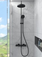 Душевая стойка VitrA Base Round A4730336EXP с термостатом, матовая черная