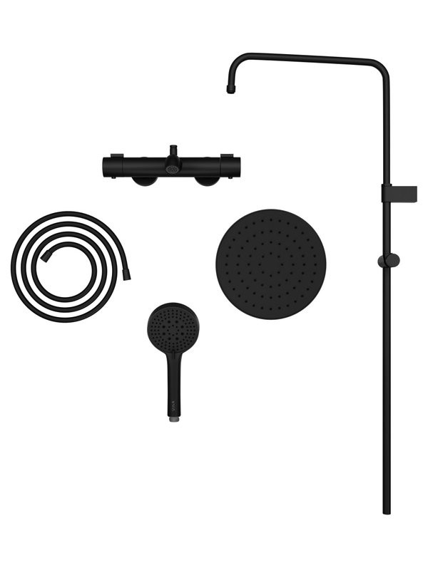 Душевая стойка VitrA Base Round A4730336EXP с термостатом, матовая черная