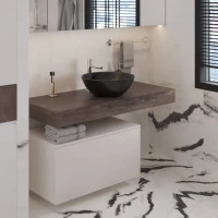 Мебель для ванной комнаты VitrA Ольборг 80: столешница 120, без отверстий, дуб карпентер +  тумба 80