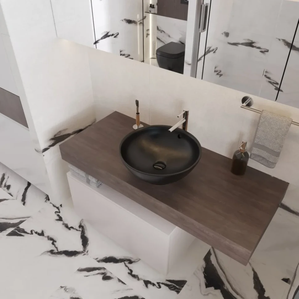 Мебель для ванной комнаты VitrA Ольборг 80: столешница 120, без отверстий, дуб карпентер +  тумба 80