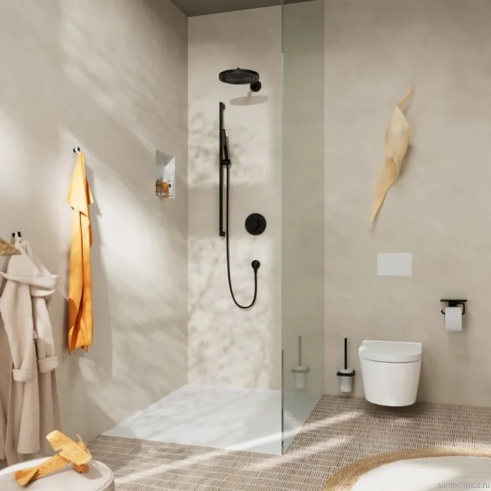 Термостатический смеситель встраиваемый Hansgrohe ShowerSelect Comfort S 15554670 С ВНУТРЕННЕЙ ЧАСТЬЮ, черный матовый