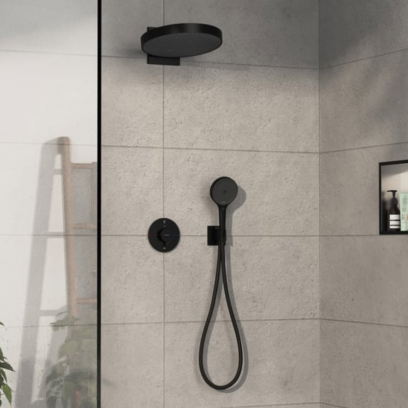 Термостатический смеситель встраиваемый Hansgrohe ShowerSelect Comfort S 15554670 С ВНУТРЕННЕЙ ЧАСТЬЮ, черный матовый