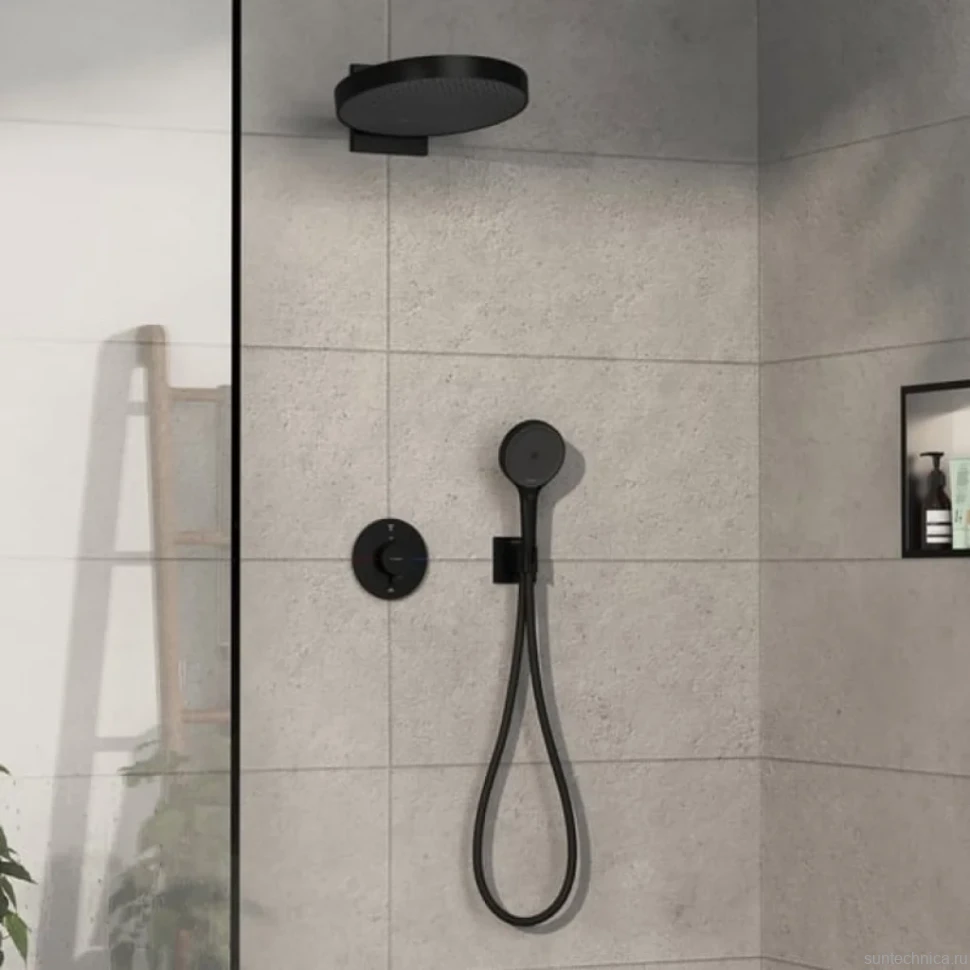 Термостатический смеситель встраиваемый Hansgrohe ShowerSelect Comfort S 15554670 С ВНУТРЕННЕЙ ЧАСТЬЮ, черный матовый