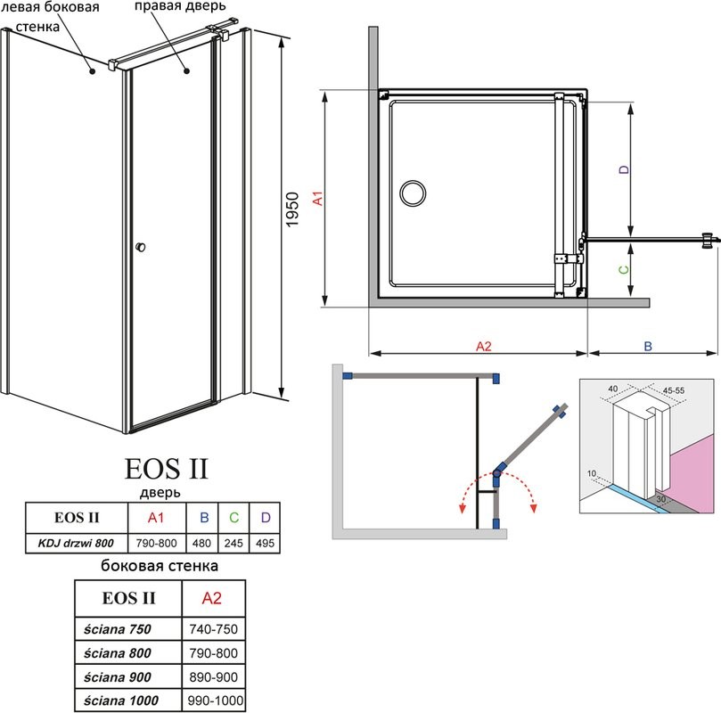 Душевой уголок Radaway EOS II KDJ 80x75 R