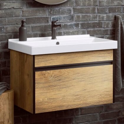 Тумба с раковиной Aqwella Urban 100 подвесная, дуб балтийский