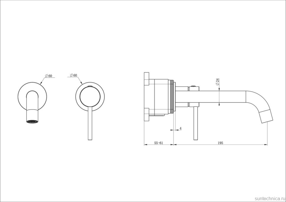 Смеситель для раковины Wonzon & Woghand Stick WW-88869017-BN брашированный никель, С ВНУТРЕННЕЙ ЧАСТЬЮ