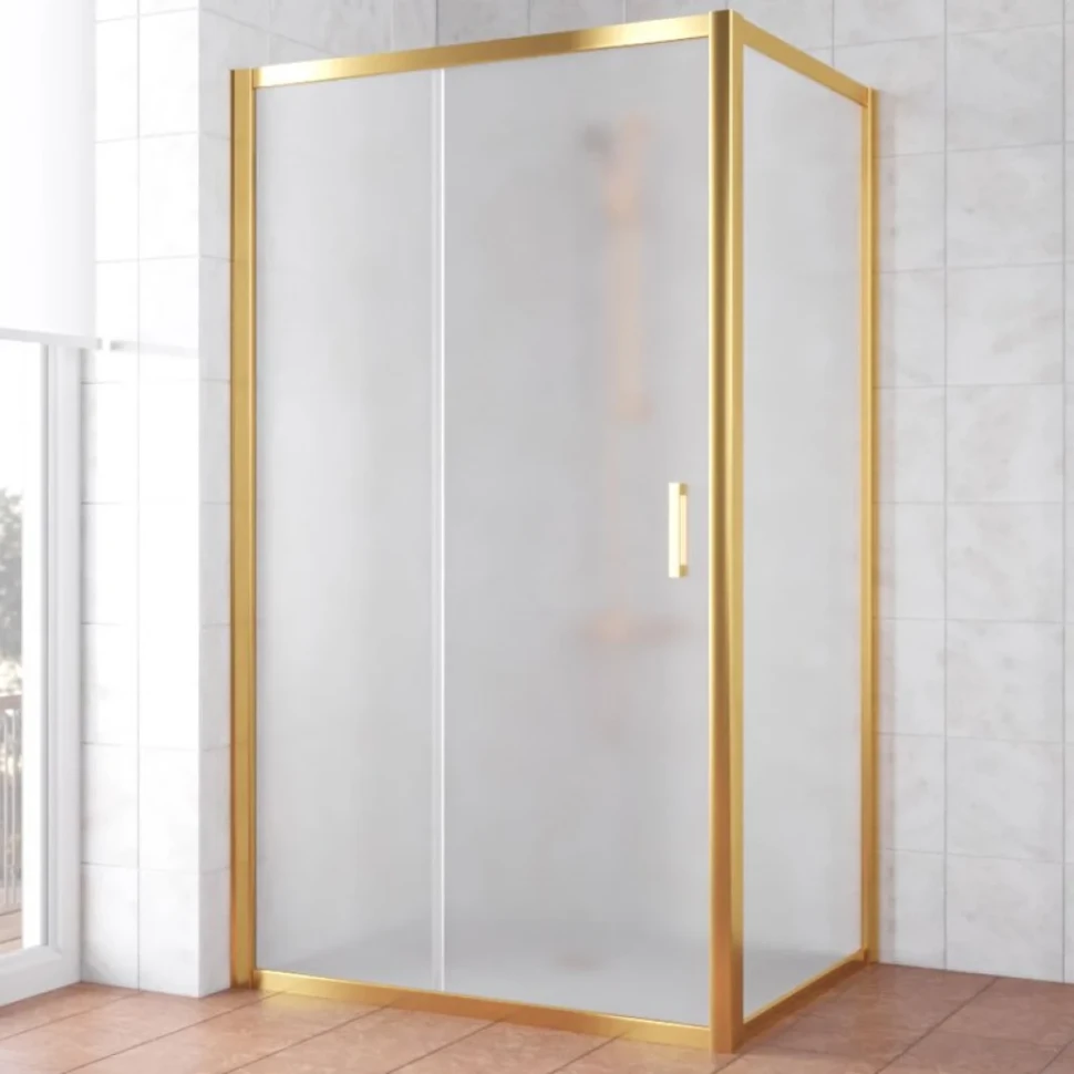 Душевой уголок Vegas Glass ZP+ZPV Tur Novo 100*80 09 10 профиль золото, стекло сатин
