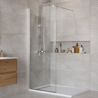 Душевая перегородка BelBagno Kraft 80 см, профиль хром, стекло прозрачное