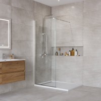 Душевая перегородка BelBagno Kraft 80 см, профиль хром, стекло прозрачное