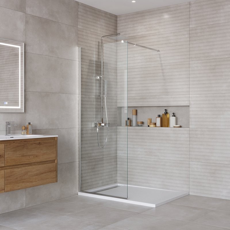 Душевая перегородка BelBagno Kraft 80 см, профиль хром, стекло прозрачное