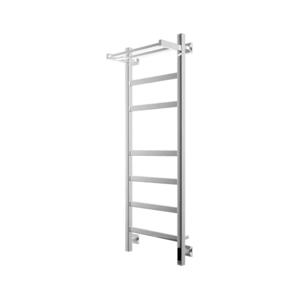 Полотенцесушитель электрический Grota Tela 430х1200 NP EL 120x45 см, подключение справа, слева, скрытое подключение справа, глянцевый хром, лесенка, с полкой