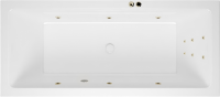 Акриловая ванна Excellent Heaven Slim Line 180x80 см, встраиваемая, с гидромассажем, белая, с каркасом, со сливом-переливом, фурнитура бронза