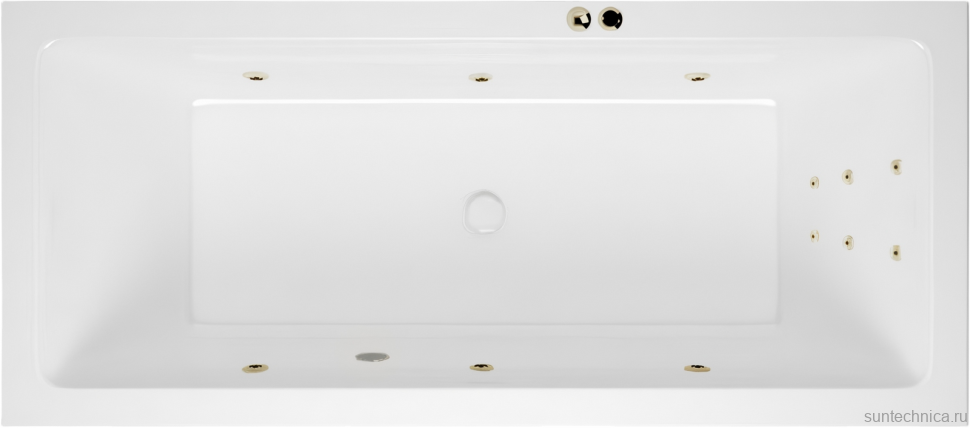 Акриловая ванна Excellent Heaven Slim Line 180x80 см, встраиваемая, с гидромассажем, белая, с каркасом, со сливом-переливом, фурнитура бронза