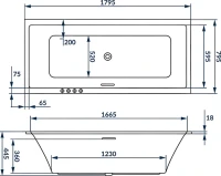 Акриловая ванна Excellent Heaven Slim Line 180x80 см, встраиваемая, с гидромассажем, белая, с каркасом, со сливом-переливом, фурнитура бронза