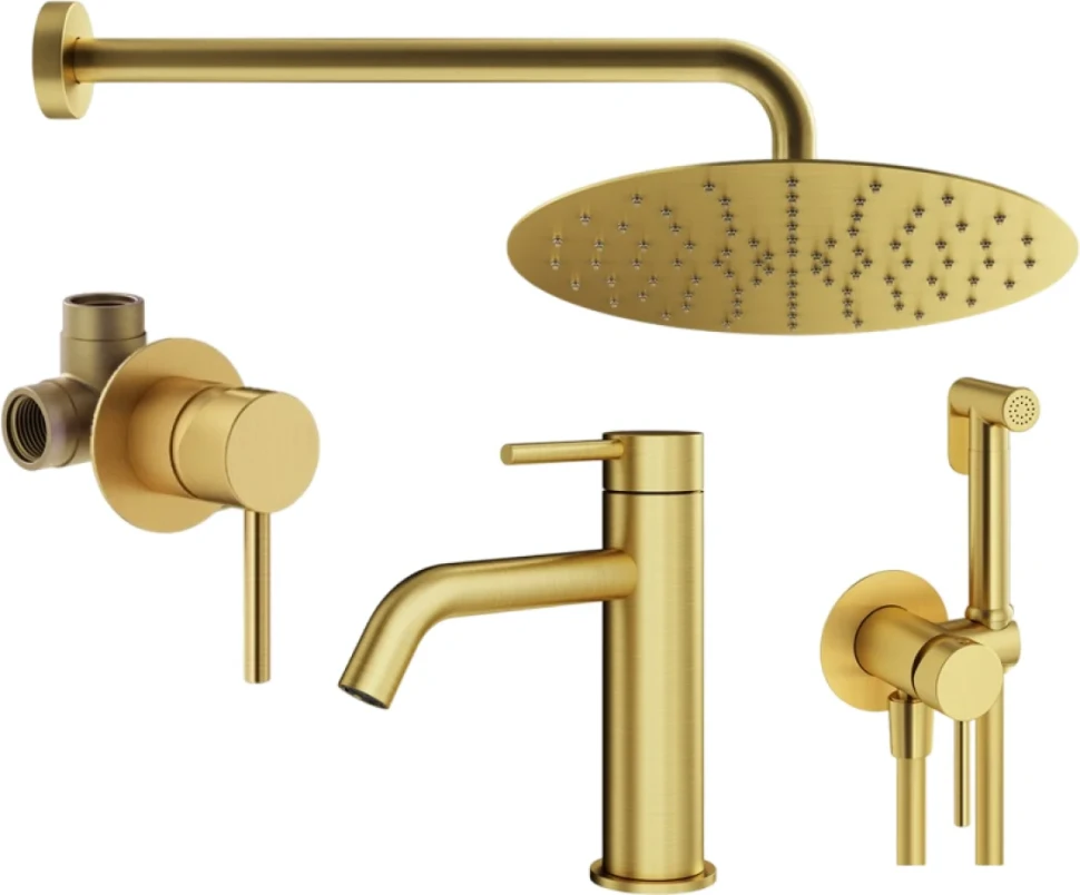 Комплект для ванной Plumberia Selection Ixo KITZXO01OB53 С ВНУТРЕННЕЙ ЧАСТЬЮ, золото брашированное