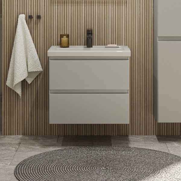 Тумба с раковиной SanStar Riana 50 подвесная, grey, раковина Фостер 50