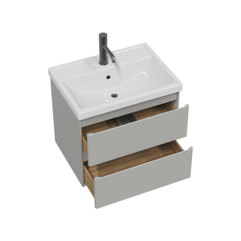 Тумба с раковиной SanStar Riana 50 подвесная, grey, раковина Фостер 50