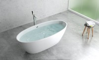 Акриловая ванна Art&Max AM-599-1700-800 170x80 см, отдельностоящая, белая, овальная, со сливом-переливом, с донным клапаном