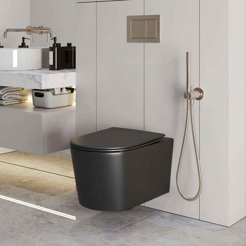 Унитаз подвесной Grossman GR-4499BMSQ с микролифтом, черный матовый