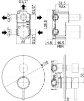 Встраиваемый смеситель для душа и ванны Paffoni Light LIG019BO с ВНУТРЕННЕЙ ЧАСТЬЮ, белый