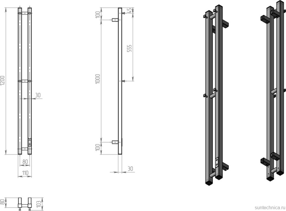 Полотенцесушитель электрический Двин X-2 plaza neo 120х80, хром