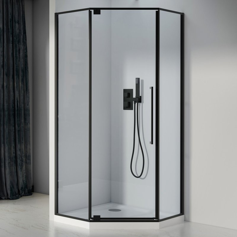 Душевой уголок Black&White Stellar Wind S815 BC 90х90, профиль черный, стекло прозрачное