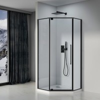 Душевой уголок Black&White Stellar Wind S815 BC 90х90, профиль черный, стекло прозрачное