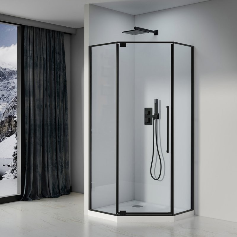 Душевой уголок Black&White Stellar Wind S815 BC 90х90, профиль черный, стекло прозрачное