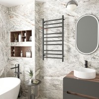 Полотенцесушитель электрический Bauedge Stil R 50х100, матовый черный RAL9005