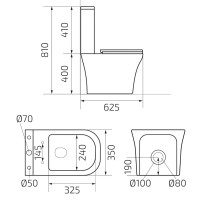 Унитаз-компакт напольный GID Cuadrado Tn2184Bm безободковый, с микролифтом, матовый черный